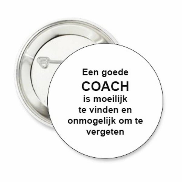 Voetbal button of kleding (magneet) Een goede Coach met of zonder eigen tekst