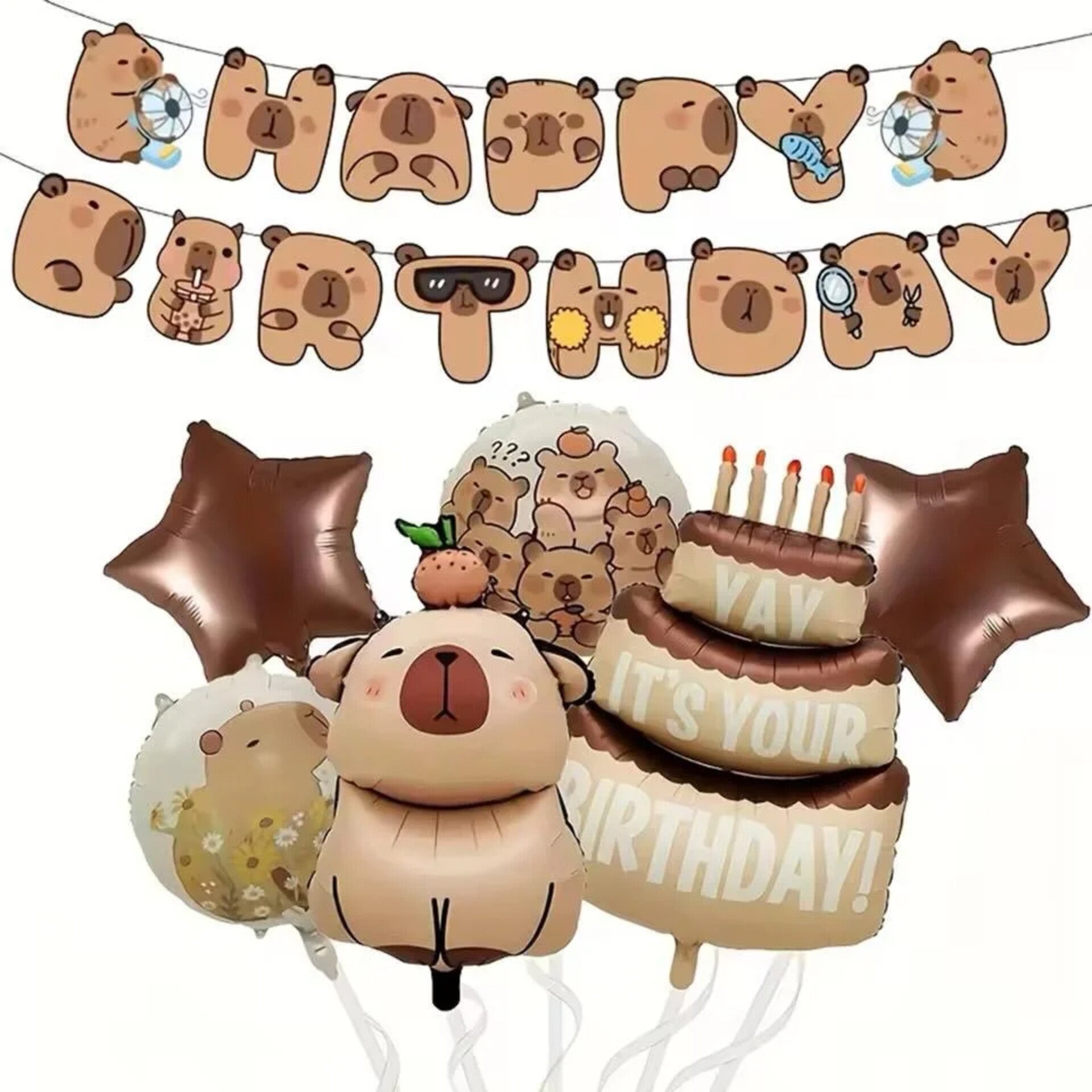 Capibara slinger en folie ballonnen set 7-delig