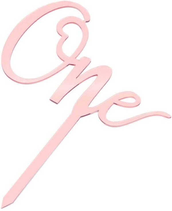 Acryl Taart Topper One pastel licht roze