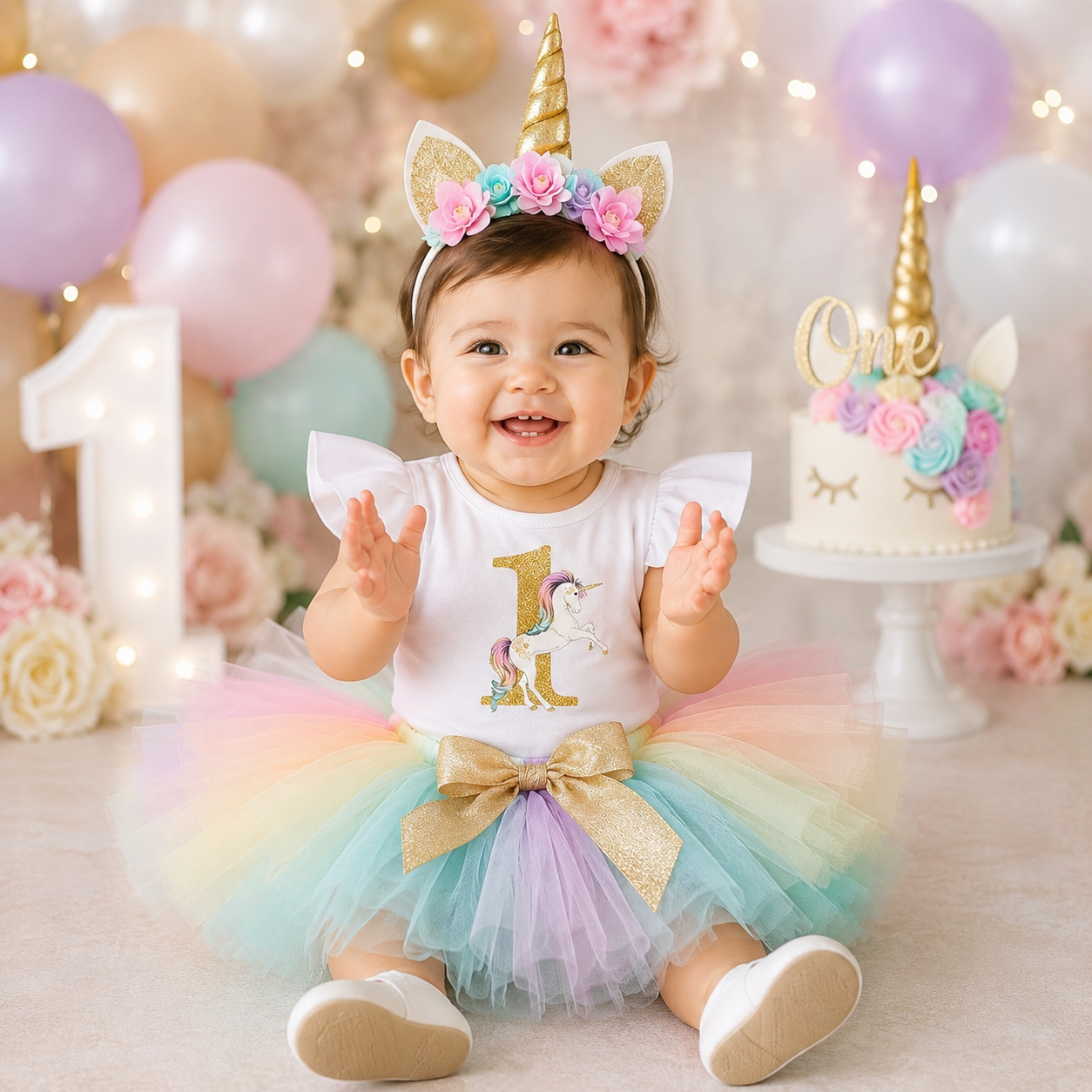 3-delige eerste verjaardag set Unicorn Dream
