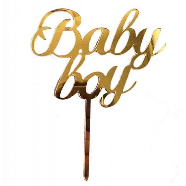 Acryl taart topper Baby Boy goud
