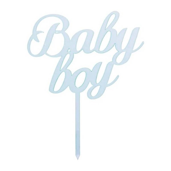 Acryl taart topper Baby Boy pastel licht blauw