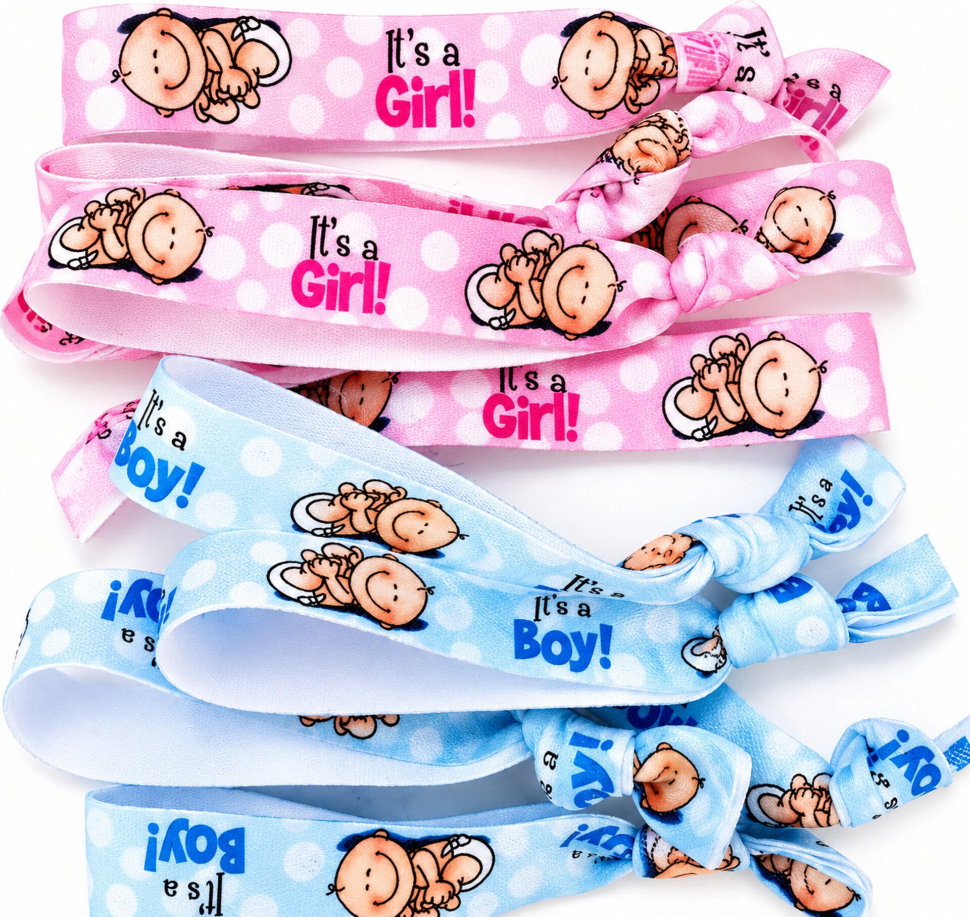 10 elastische gender reveal armbanden It's a Girl en It's a Boy Happy
