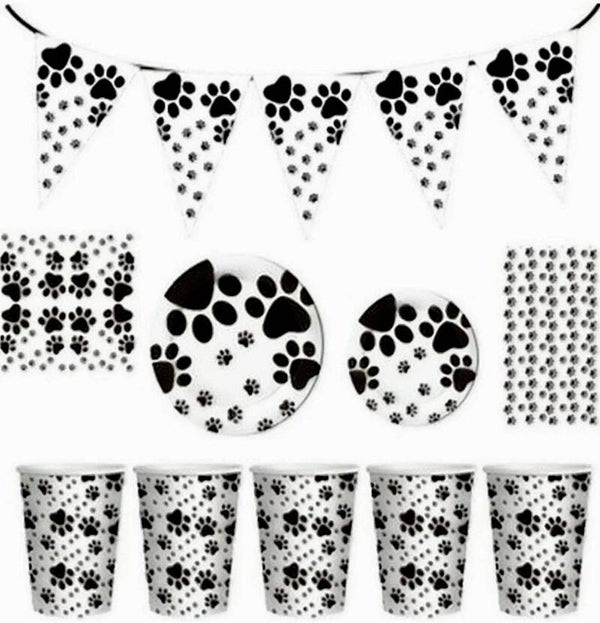 Black and White Dogs party set XL 86 delig