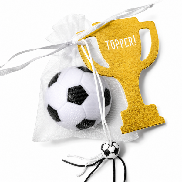 Bedankje/traktatie Voetbal Topper met anti stressballetje