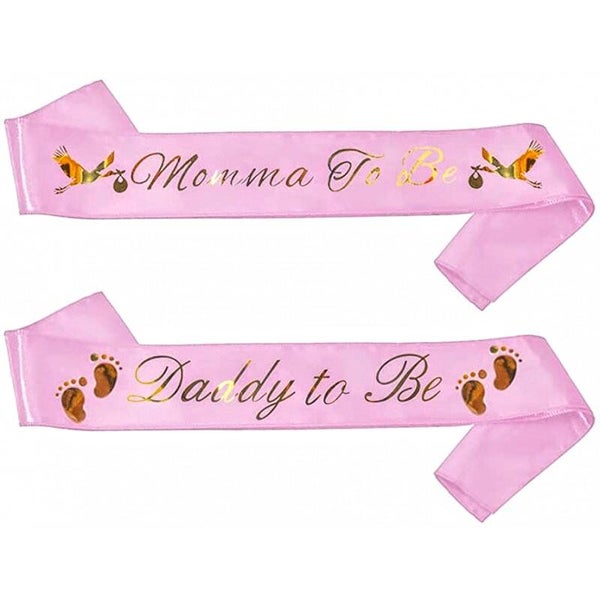 Babyshower of genderreveal sjerpen set Mommy en Daddy to Be roze met goud