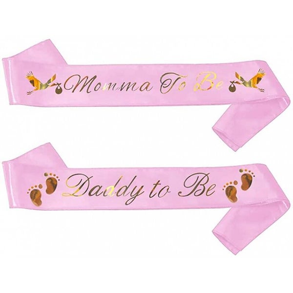 Babyshower of genderreveal sjerpen set Momma en Daddy to Be roze met goud