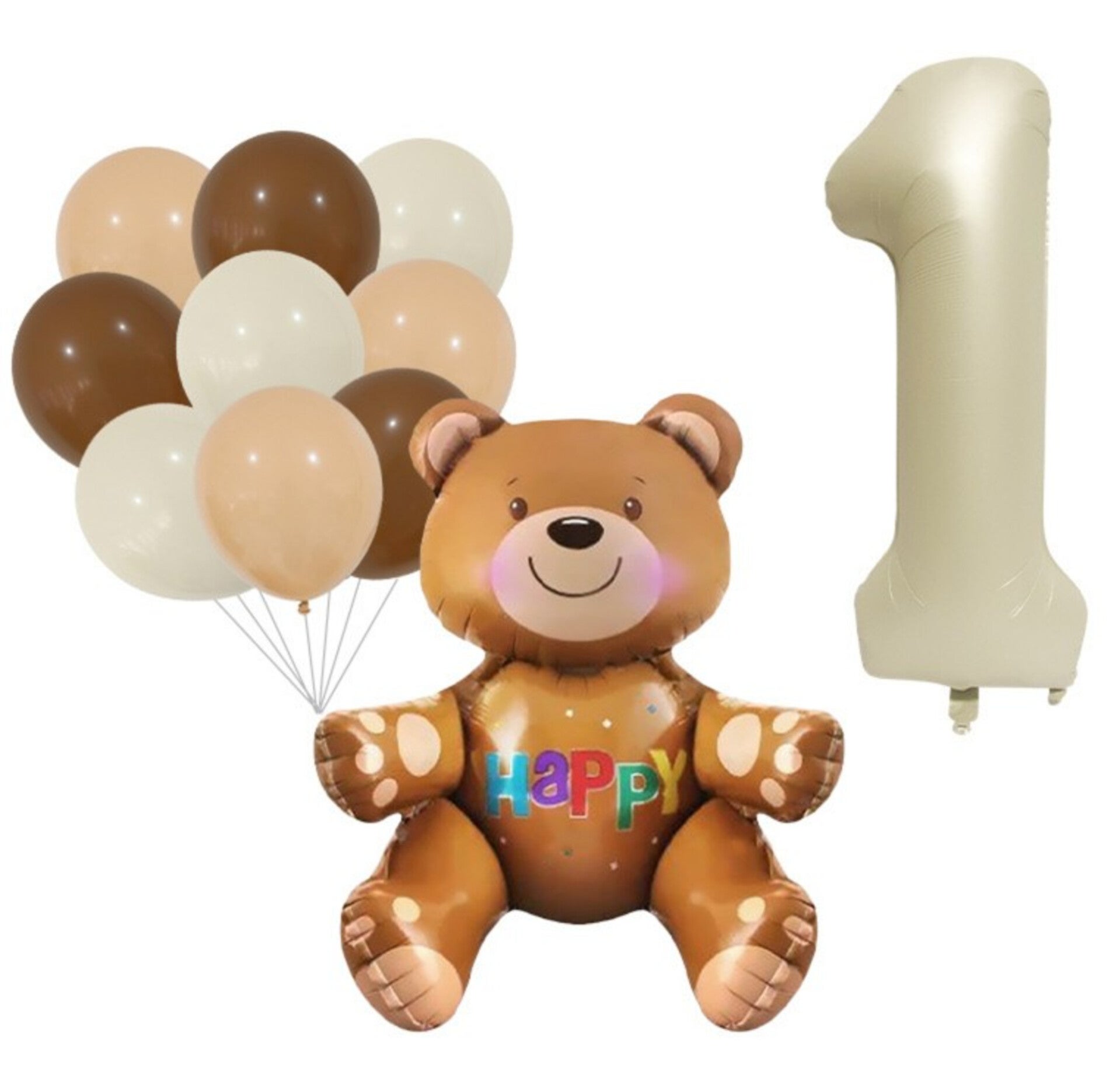 Ballon pakket Happy First Birthday Bear 12-delig