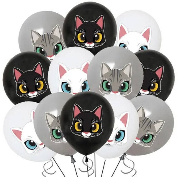 Ballonnen Cats Black and White 18-delige latex ballonnen set