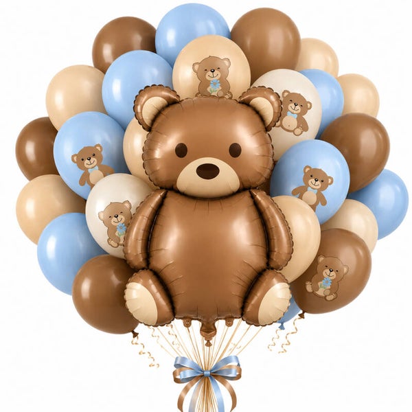 Genderreveal ballonnen set Beer 25-delig blauw