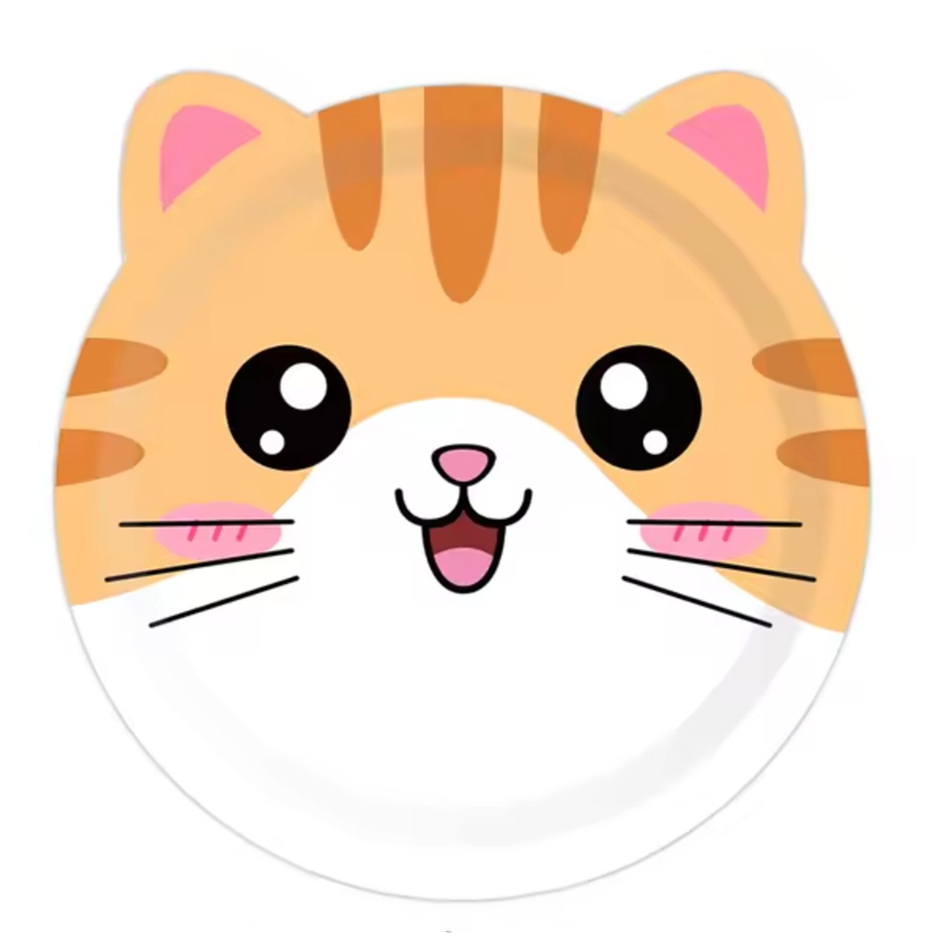 Poezen bordjes wit met beige bruine afbeelding