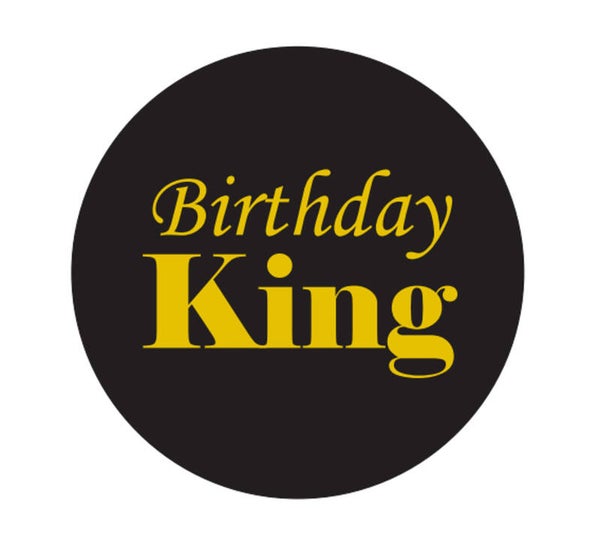 Button of kleding (magneet) Birthday Queen goud met of zonder eigen tekst
