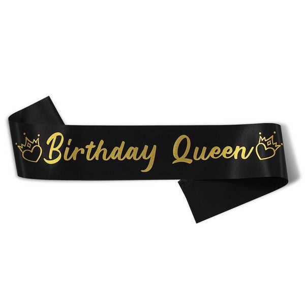 Birthday Queen sjerp zwart met goud