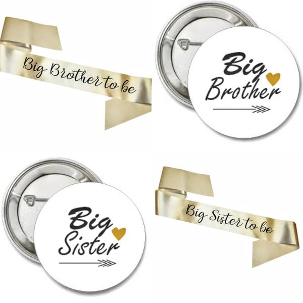 4-delige sjerpen en button set Big Brother en Big Sister Tribal