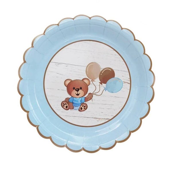 Bordjes We can Bearly Wait blauw, bruin en beige