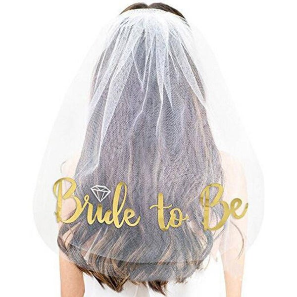 Bride to Be sluier wit met gouden opdruk