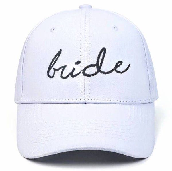 Cap Bride wit met geborduurde tekst bride