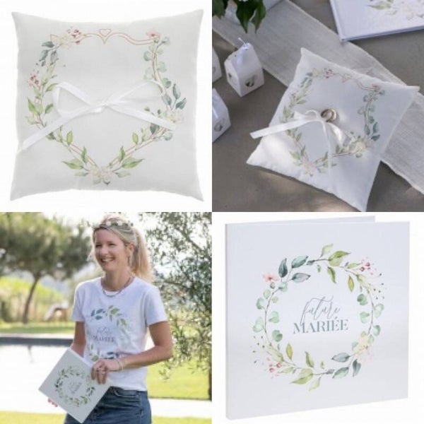 Bruidsset Floral Wedding met gastenboek en ringkussen