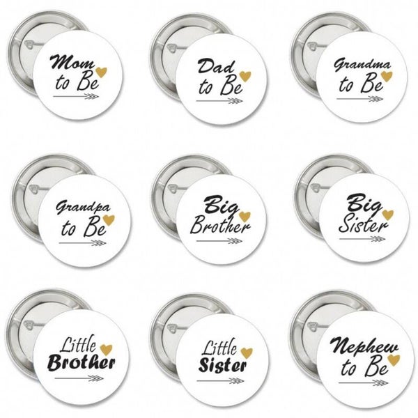 Button of kleding (magneet) Baby Tribal wit met diverse tekstmogelijkheden