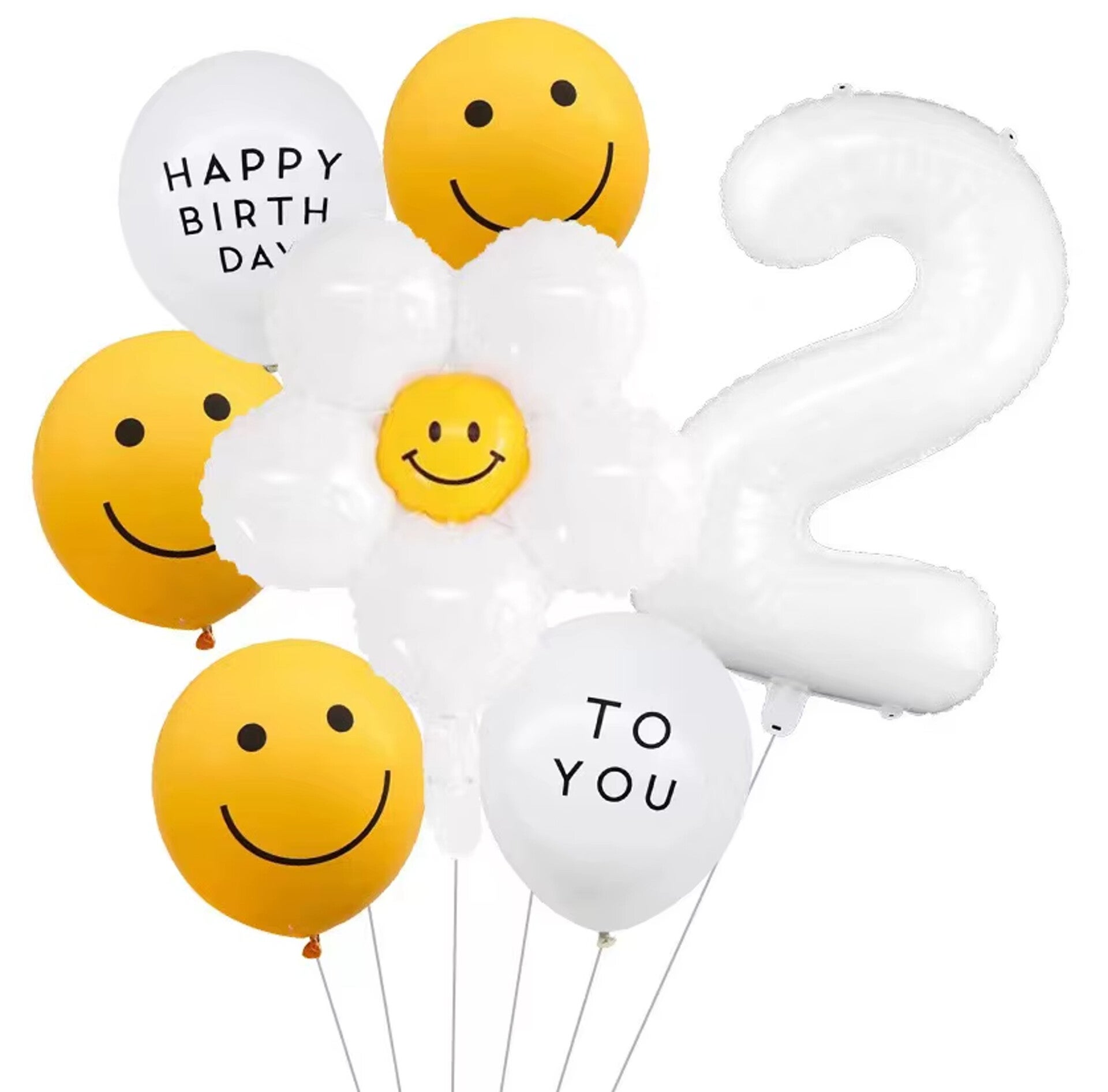 Ballon set Happy Second Birthday Smiley Face