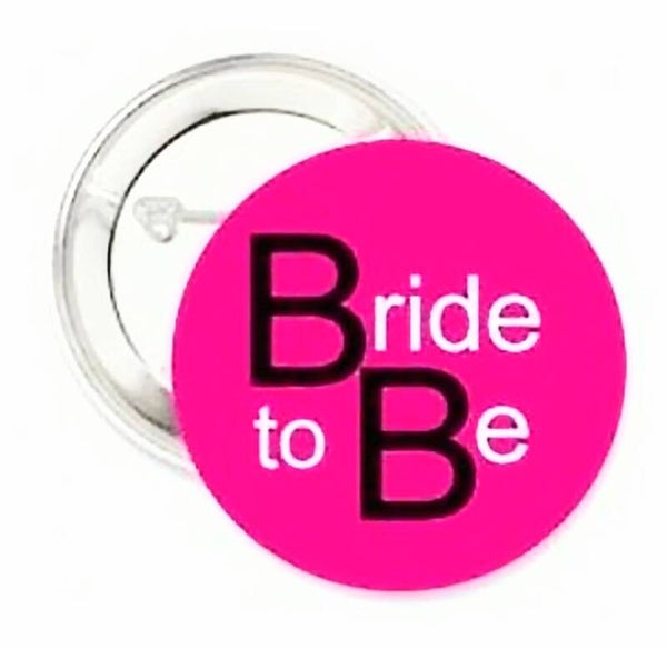 Button of kleding (magneet) Bride to Be hot pink met of zonder eigen tekst