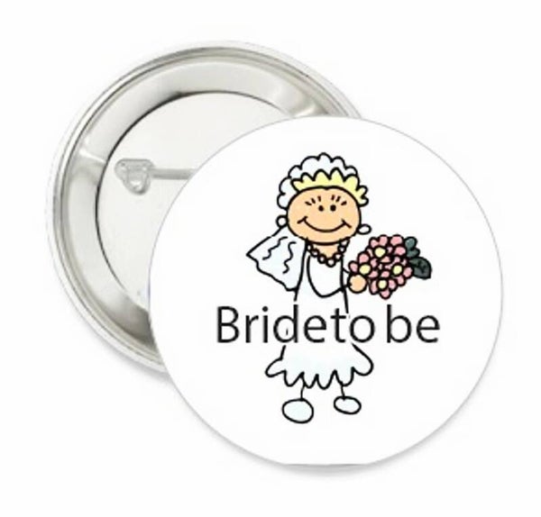 Button of kleding (magneet) Bride to Be white met of zonder eigen tekst