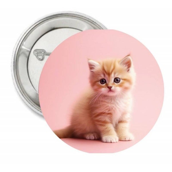 Button of kleding (magneet) Cute red kitten met of zonder eigen tekst