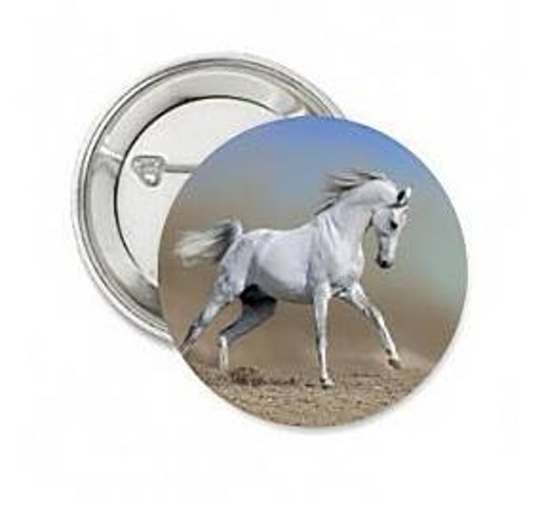 Button of (kleding)magneet Happy Horse white met of zonder eigen tekst