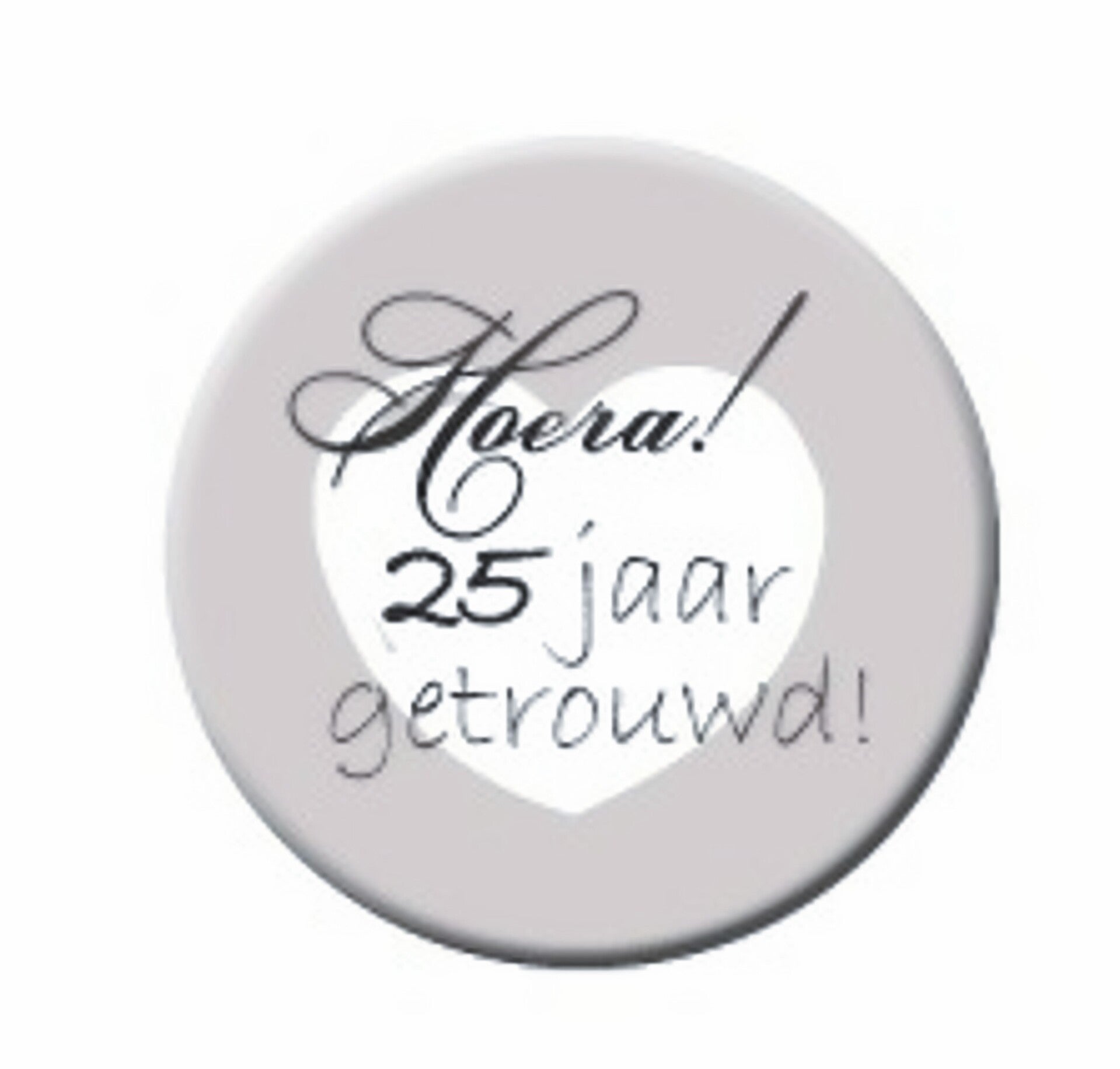 Button of (kledingmagneet) Hoera 25 jaar getrouwd