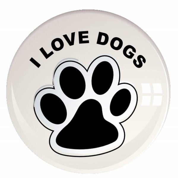 Button of (kleding)magneet I Love Dogs met of zonder eigen tekst