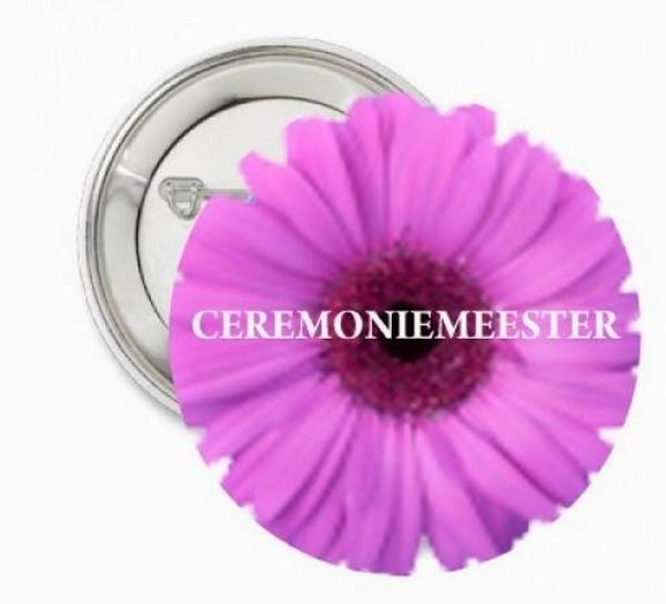 Button of (kleding)magneet Lila Gerbera met of zonder eigen tekst