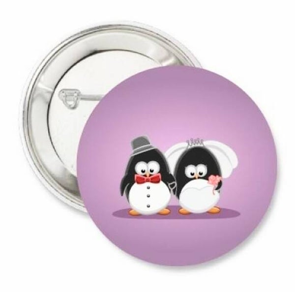 Button of (kleding)magneet Pinguin Love met of zonder eigen tekst