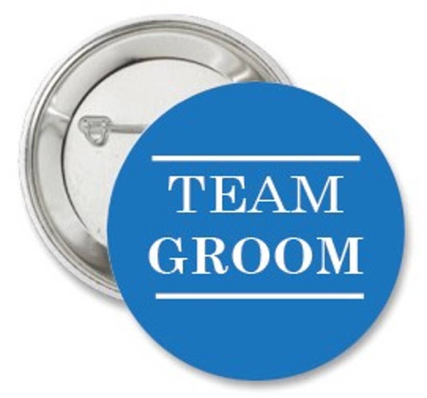 Button Team Groom blauw met witte tekst