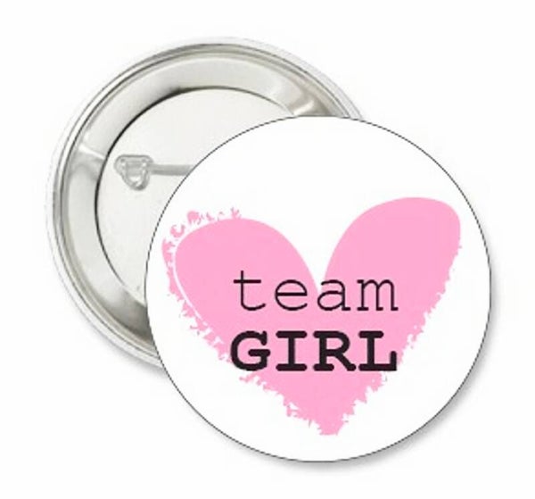 Button of kleding (magneet) Team Girl pink heart met of zonder eigen tekst