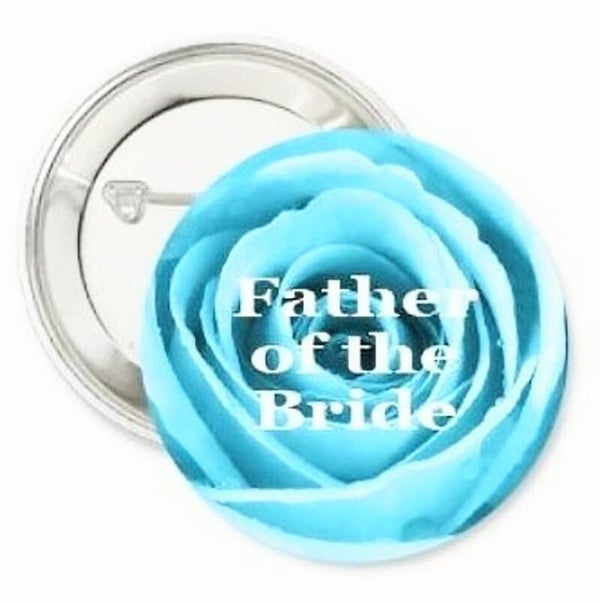 Button of (kleding)magneet Turquoise Rose met of zonder eigen tekst
