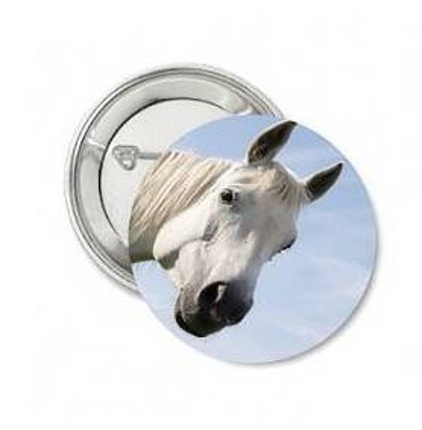 Button White horse met of zonder eigen tekst