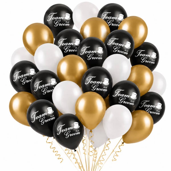 Vrijgezellenfeest ballonnen set zwart wit goud 30-delig