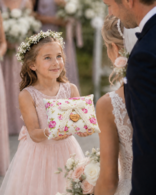 Ringkussen romantic vintage look flowers Happily ever After