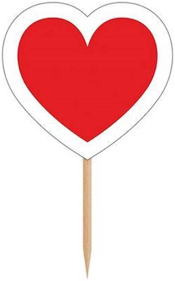Pak met 6 cupcake toppers rood hart