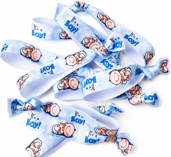 10 elastische armbanden/haarelastieken It's a Boy Happy
