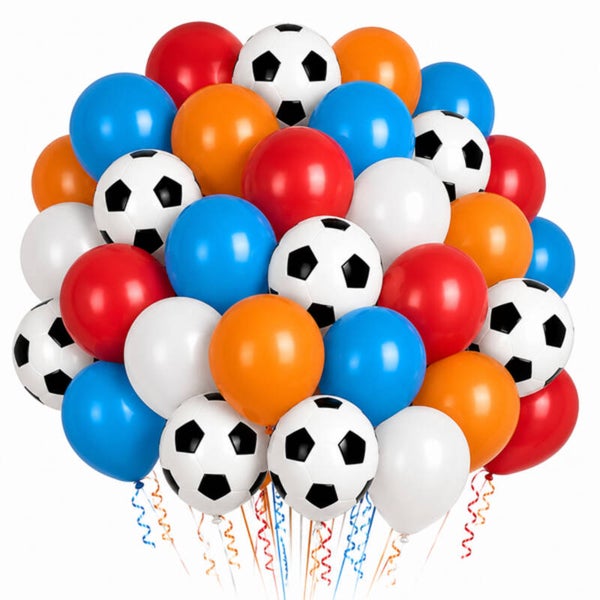 50 Ballonnen rood, wit, blauw, oranje en voetbal