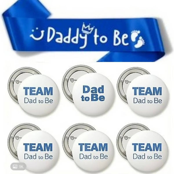 Dadchelor set 7-delig met blauwe sjerp en 6 buttons