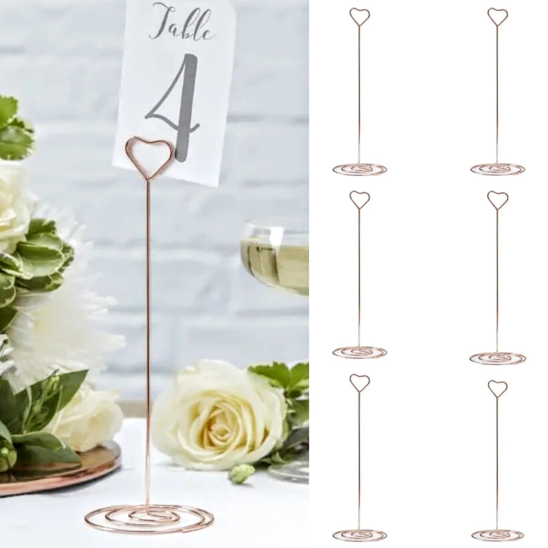 6 tafel nummer standaard Hart rosé goud merk Gingerray