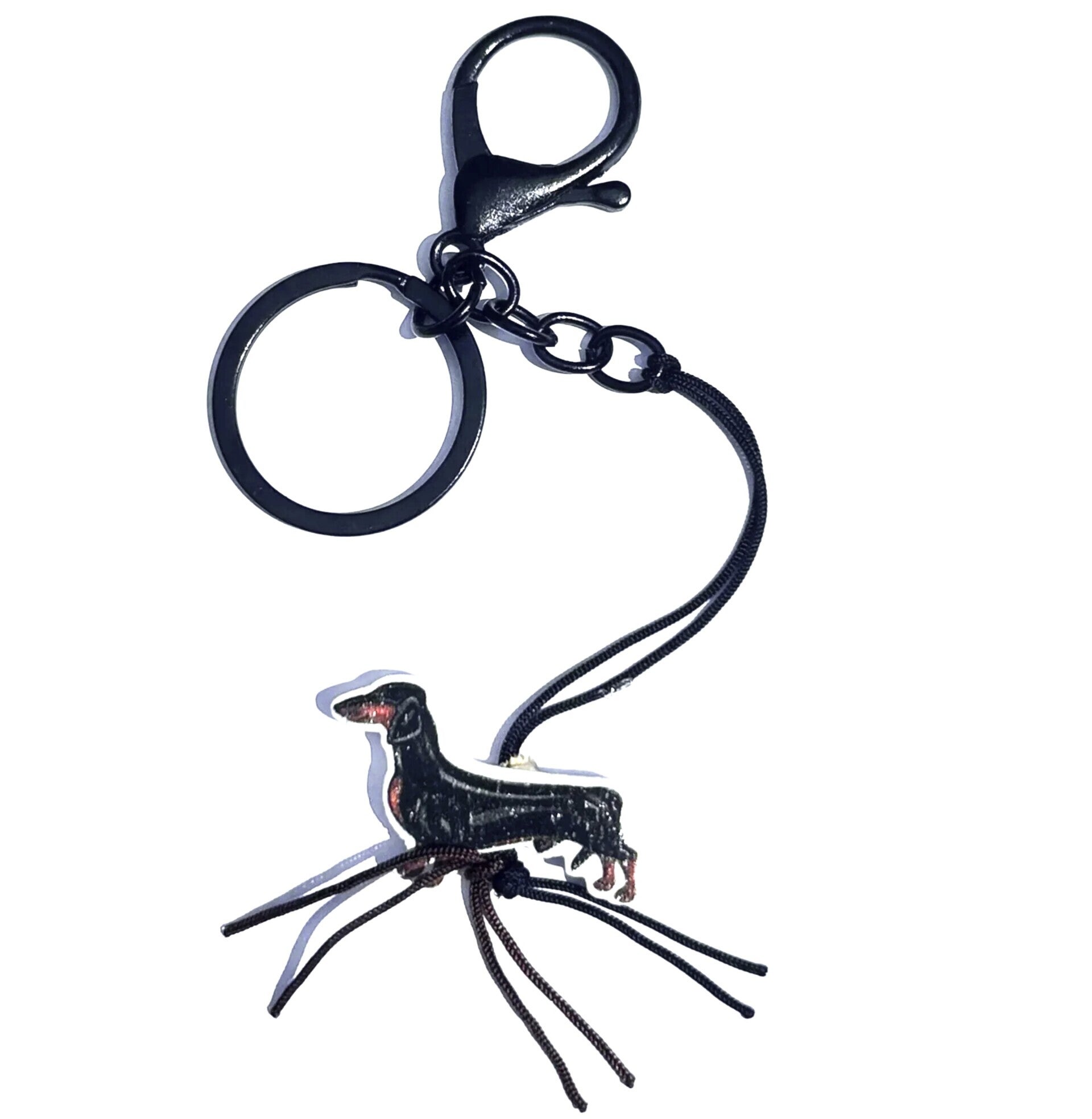 Sleutelhanger/tashanger Teckel zwart