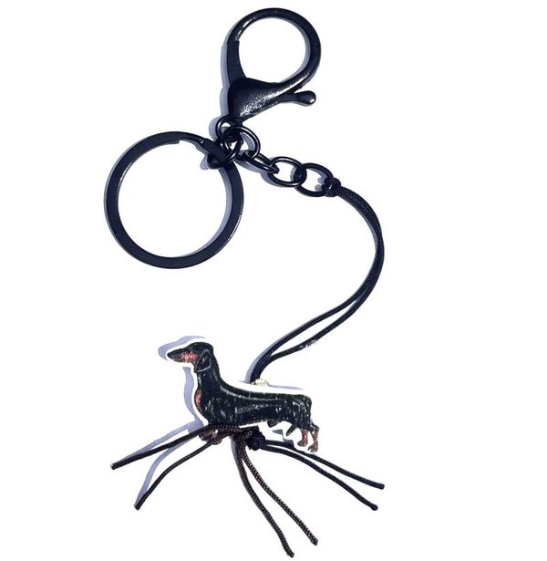 Sleutelhanger/tashanger Teckel zwart