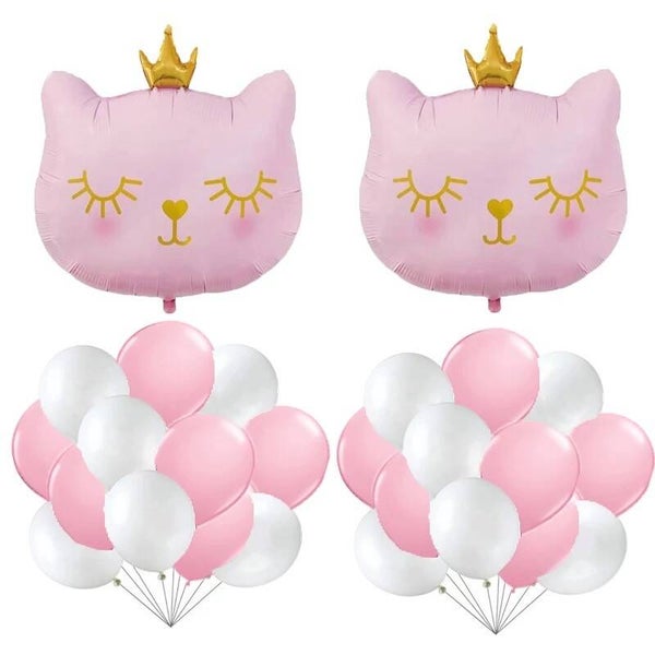 Fancy Cat roze goud wit 26-delig ballon pakket
