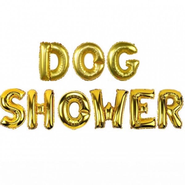 Folie ballon letter set Dog Shower goud