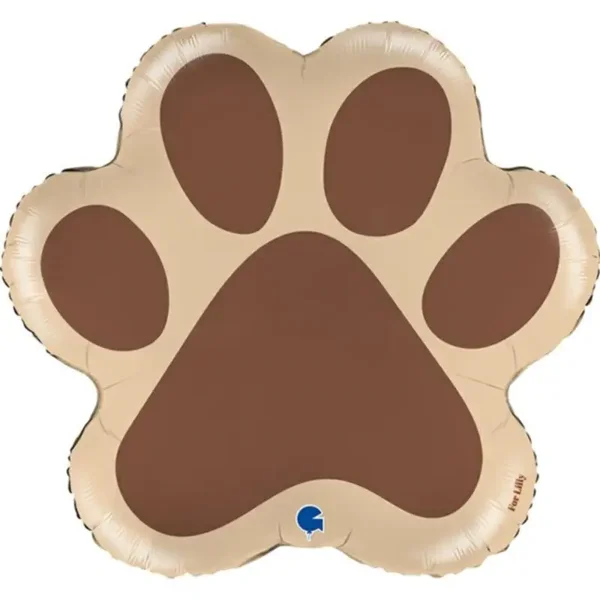 Folie ballon in de vorm van een honden poot bruin