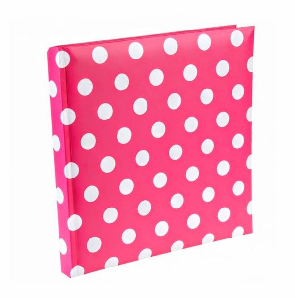 Gastenboek/fotoalbum Dots roze met witte stippen