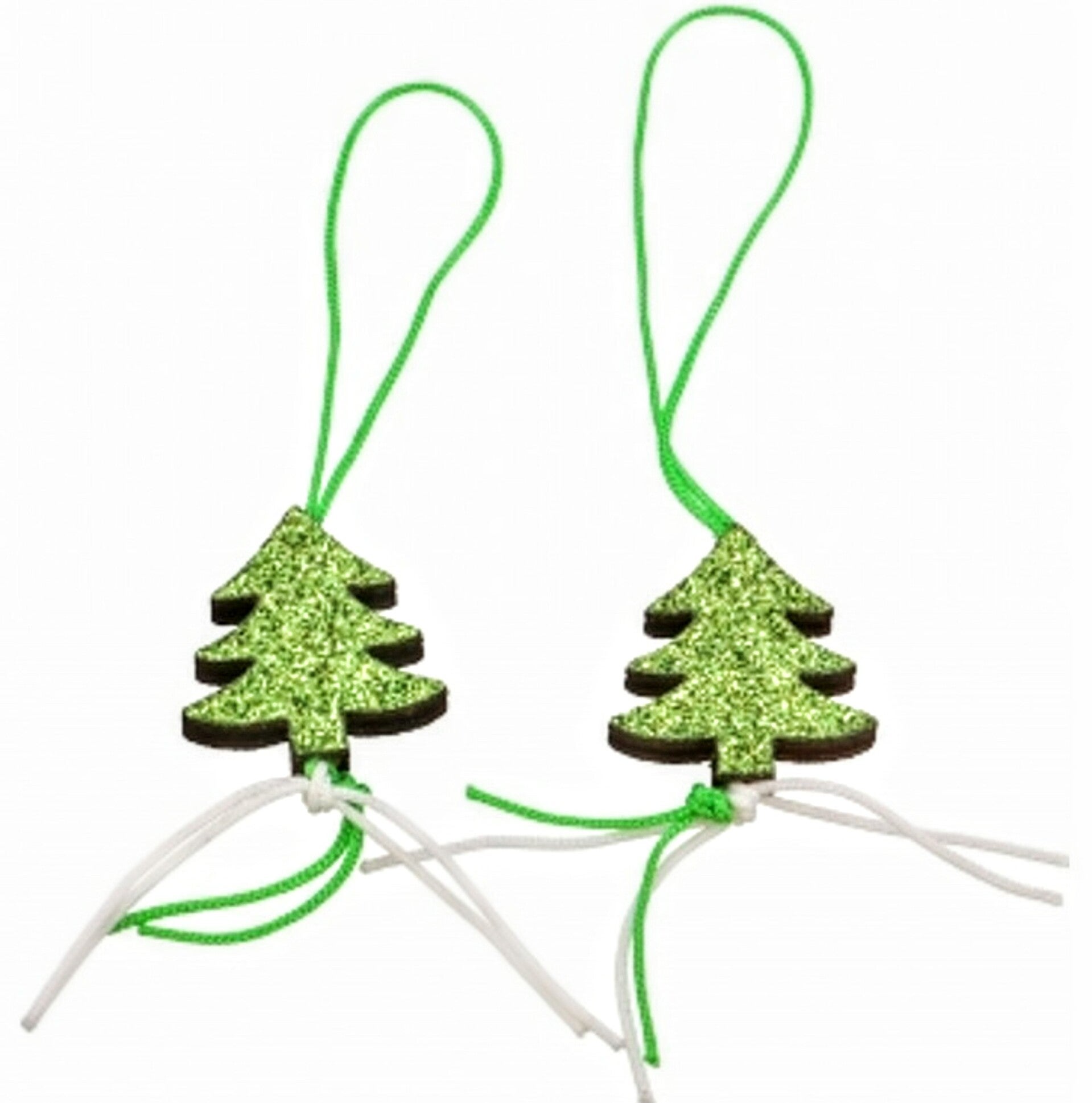 Gelukspoppetje in de vorm van een kerstboom groen glitter